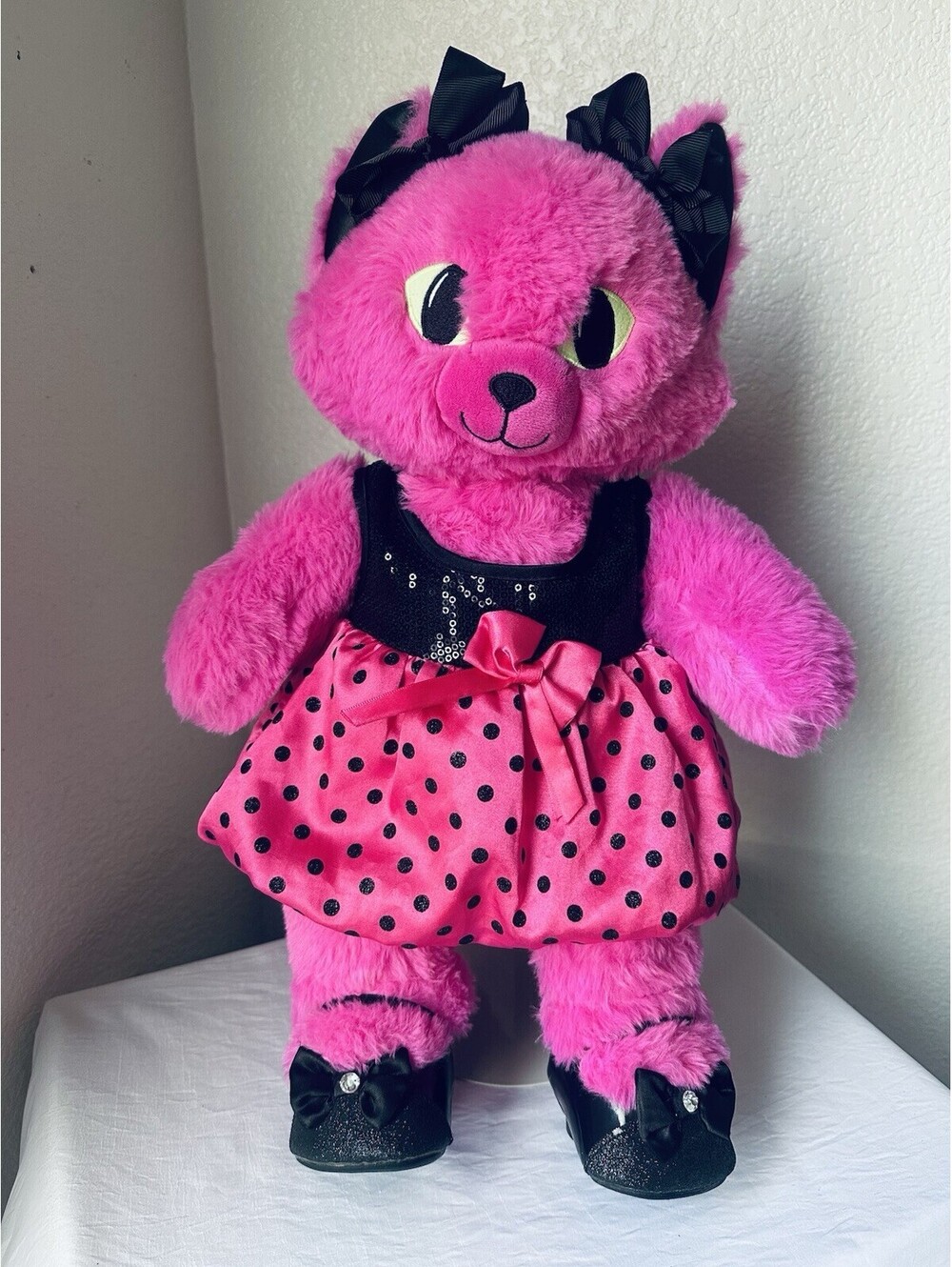 Build A Bear Midnight Glow Kitty Plush Pink Stuffed Animal Toy Cat BAB 16"